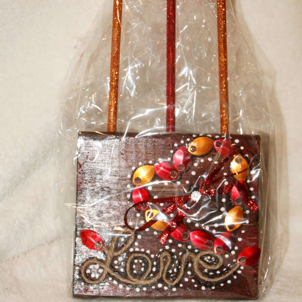 Love Red-Brown Handmade Pen or Pencil Holder.
